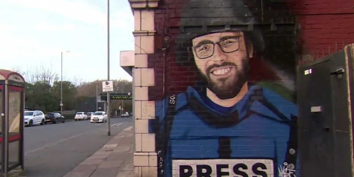 Motaz Azaiza mural in Manchester for all journalists in Gaza, artist says